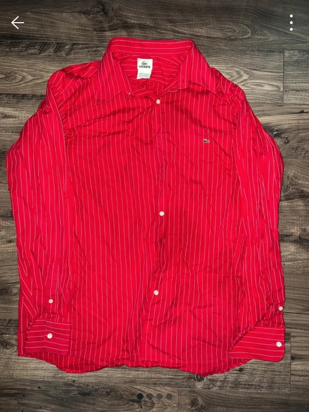 Lacoste Men's Bright Red Pinstripe Button-Down Shirt